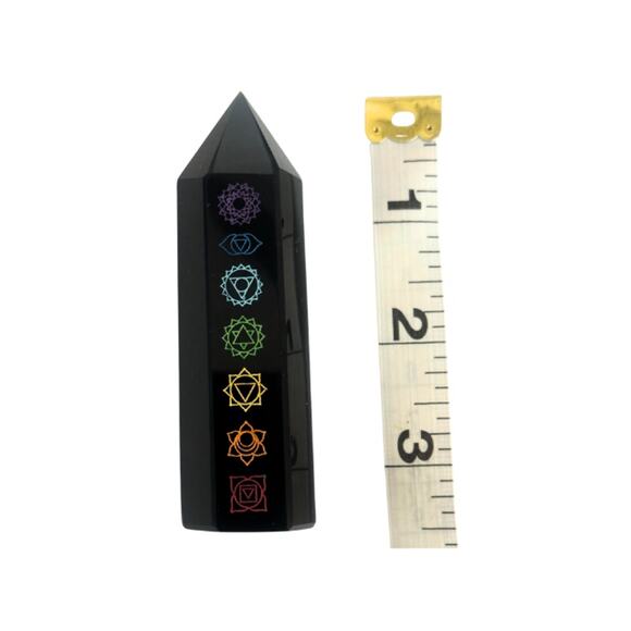 Obsidian Crystal 2PC Obelisk Seven Chakra Towers Black Protection Spiritual - Picture 4 of 6